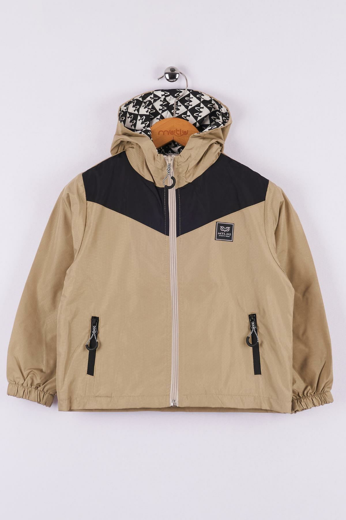 Mutlu Kids Erkek Çocuk Kapüşonlu Yağmurluk Bej - 8 Yaş
