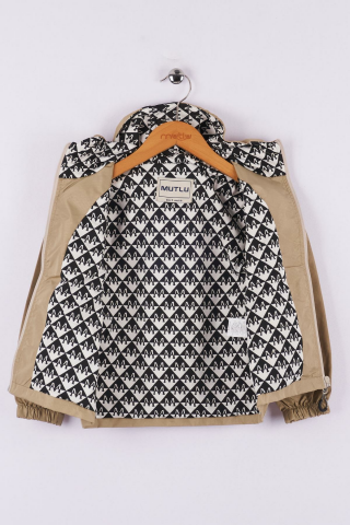 Mutlu Kids Erkek Çocuk Kapüşonlu Yağmurluk Bej - 8 Yaş