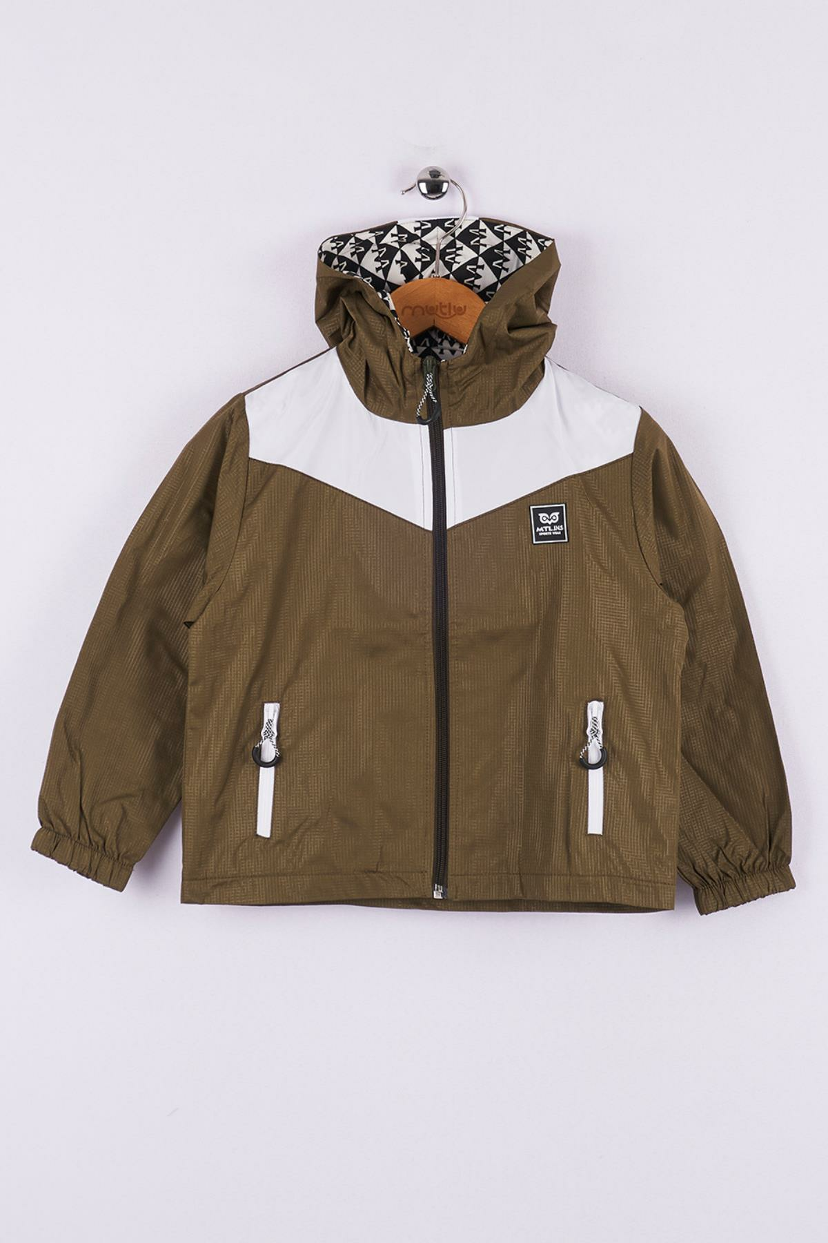 Mutlu Kids Erkek Çocuk Kapüşonlu Yağmurluk Haki - 8 Yaş