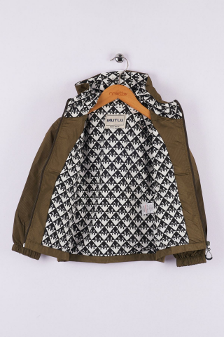Mutlu Kids Erkek Çocuk Kapüşonlu Yağmurluk Haki - 8 Yaş