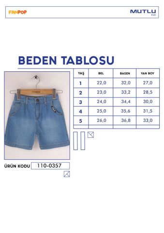 Mutlu Kids Erkek Çocuk Bebek Kot Şort ORTA MAVİ - 5 Yaş