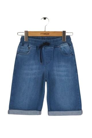 Mutlu Kids Beli Lastikli Erkek Çocuk Kot Kapri Şort Füme - 4 Yaş