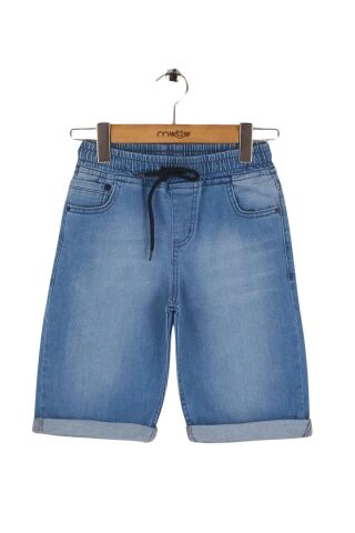 Mutlu Kids Beli Lastikli Erkek Çocuk Kot Kapri Şort Füme - 4 Yaş