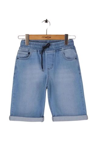 Mutlu Kids Beli Lastikli Erkek Çocuk Kot Kapri Şort BUZ MAVİ - 6 Yaş