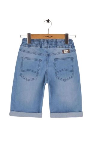 Mutlu Kids Beli Lastikli Erkek Çocuk Kot Kapri Şort BUZ MAVİ - 6 Yaş