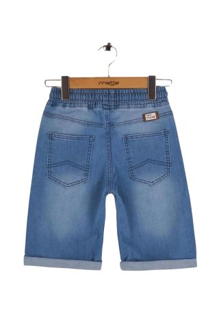Mutlu Kids Beli Lastikli Erkek Çocuk Kot Kapri Şort Açık Mavi - 6 Yaş