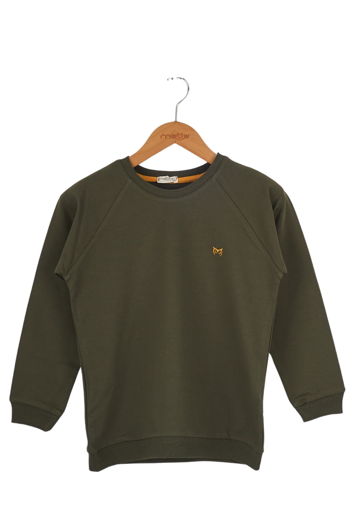 Mutlu Kids Bisiklet Yaka Erkek Çocuk Sweatshirt Haki - 11 Yaş