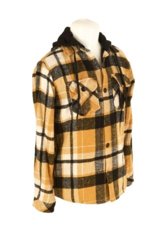 Mutlu Kids Kapüşonlu Kürk Astarlı Ekoseli Kalın Erkek Çocuk Gömlek Hardal - 7 Yaş