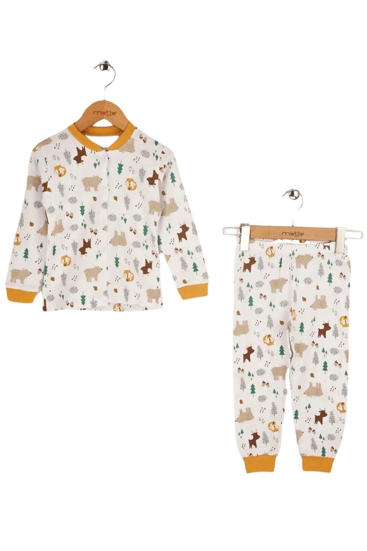 Seçkin Baskılı Ön Çıtçıtlı Çocuk Pijama Takımı Sarı - 6 Yaş