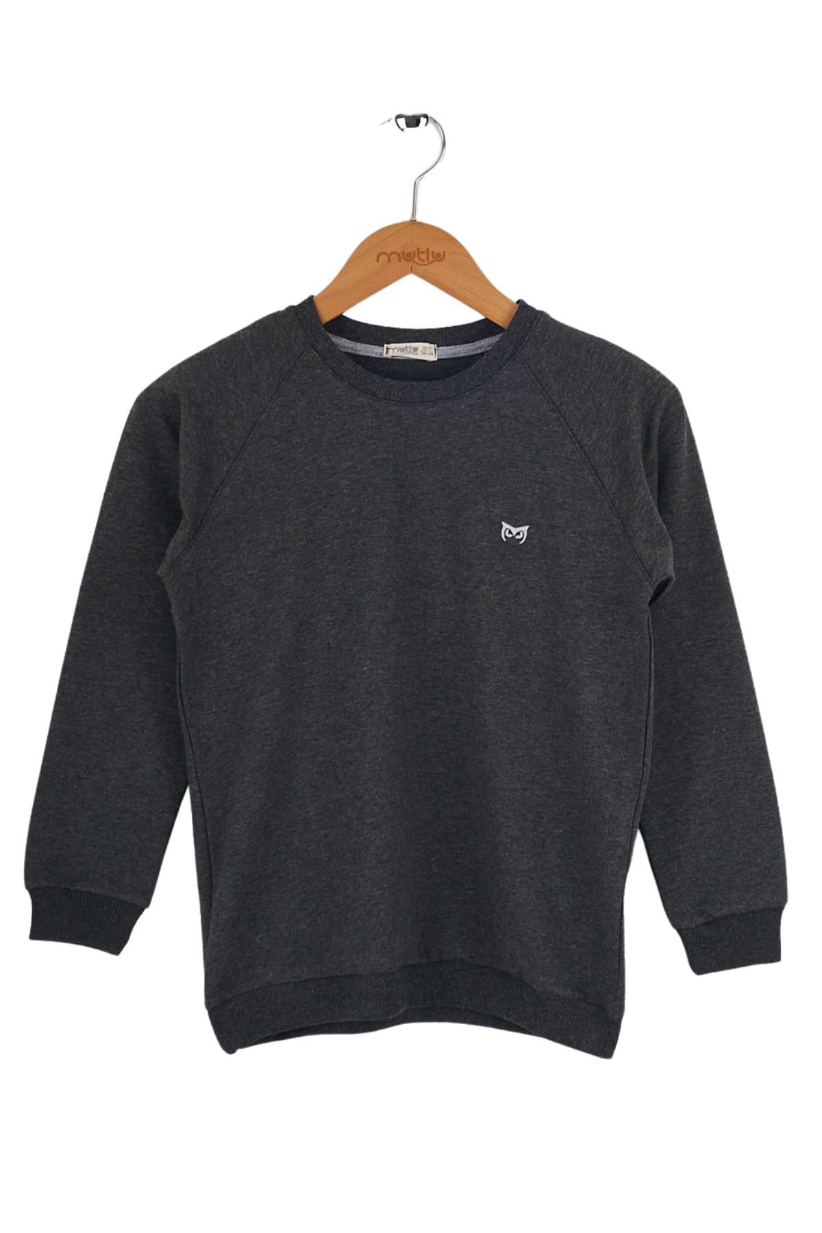 Mutlu Kids Bisiklet Yaka Erkek Çocuk Sweatshirt Antrasit - 8 Yaş