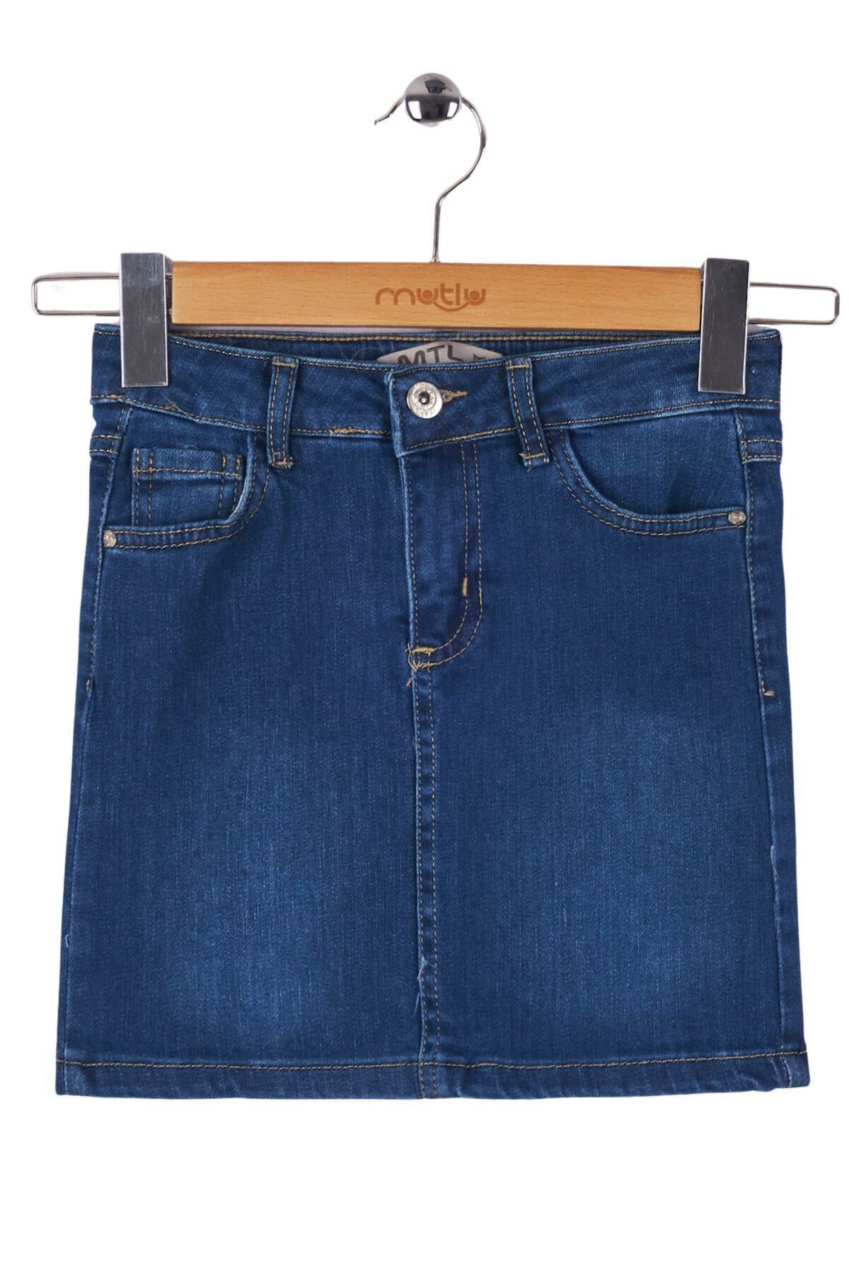 Mutlu Kız Kot Etek ORTA MAVİ - 1 Yaş