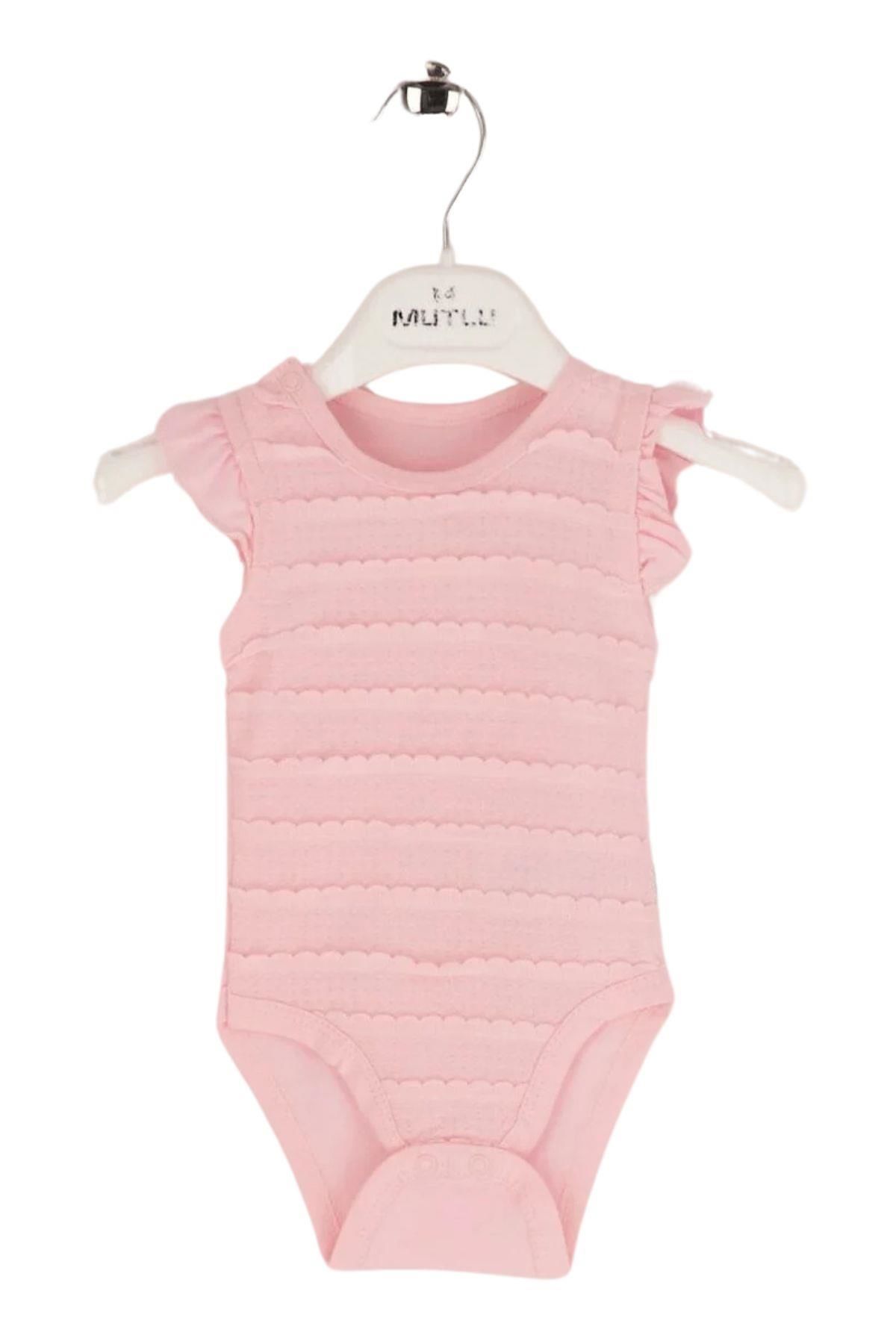 Anti Alerjenik Natural Pamuk Kısa Kol Çıtçıtlı Bebek Body Pembe - 0-3 AY