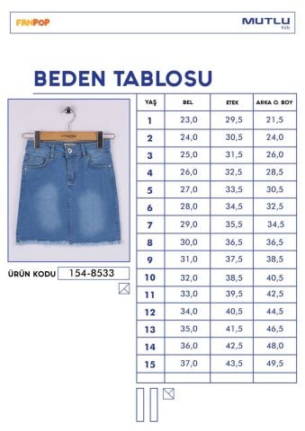 Mutlu Kız Kot Etek ORTA MAVİ - 6 Yaş