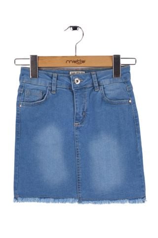 Mutlu Kız Kot Etek ORTA MAVİ - 6 Yaş
