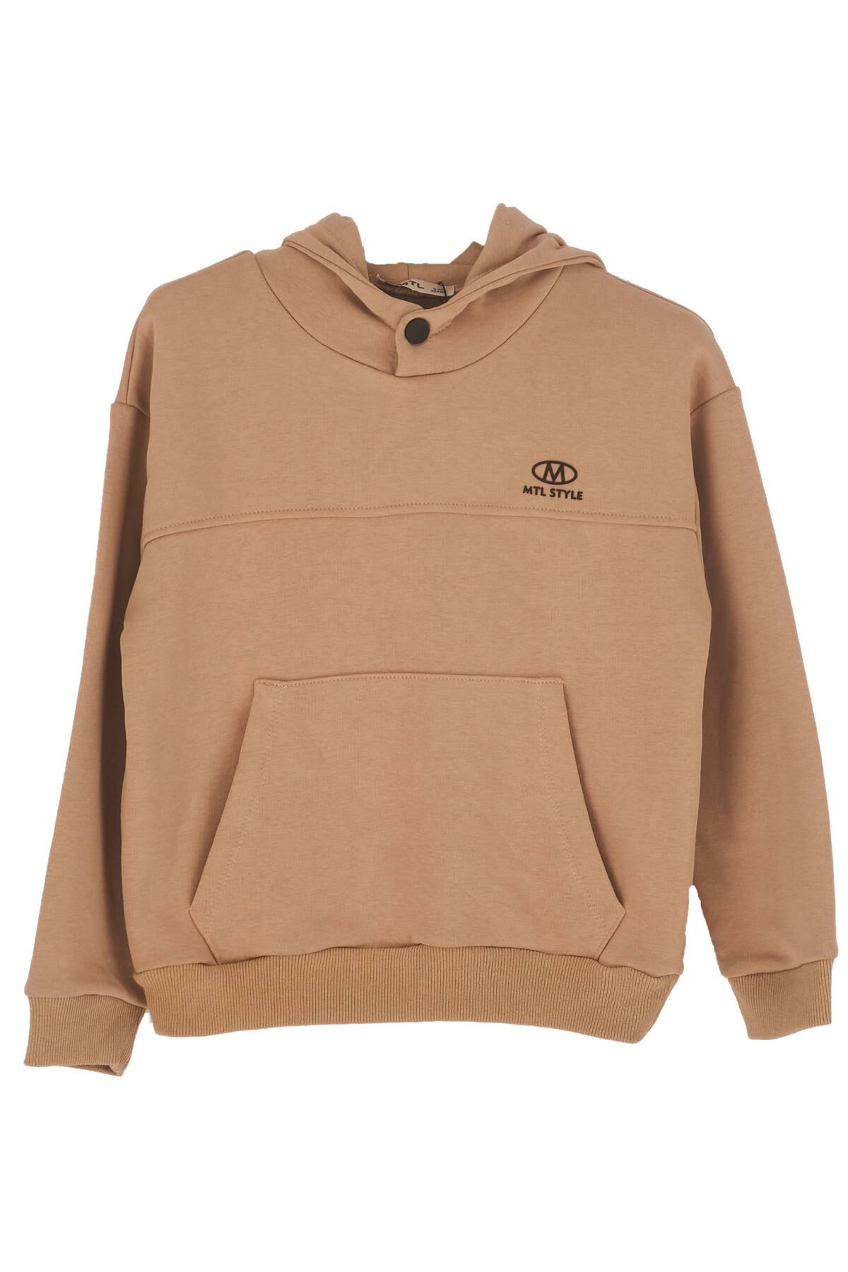 Mutlu Kids Kapüşonlu Erkek Çocuk Sweatshirt Vizon - 8-9 Yaş