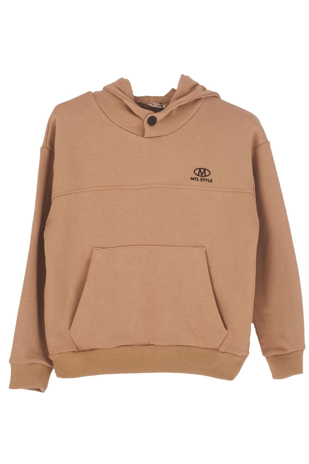 Mutlu Kids Kapüşonlu Erkek Çocuk Sweatshirt Vizon - 9-10 Yaş