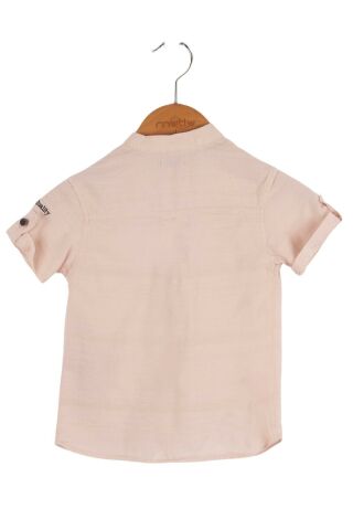 Mutlu Kids Kısa Kollu Erkek Çocuk Gömlek Pudra - 15 Yaş