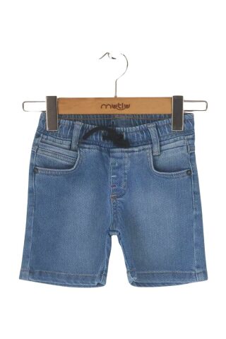 Mutlu Kids Lastikli Bel Erkek Çocuk Bebek Kot Şort BUZ MAVİ - 1 Yaş