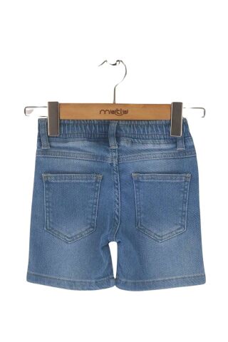 Mutlu Kids Lastikli Bel Erkek Çocuk Bebek Kot Şort BUZ MAVİ - 1 Yaş