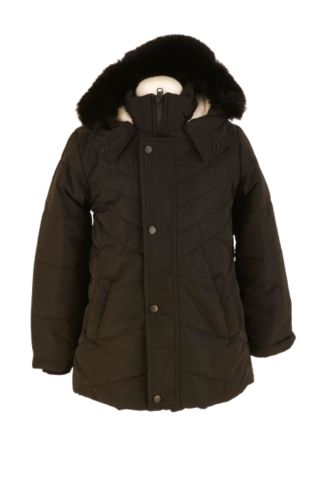 Mutlu Kids Kürk Astarlı Kapüşonlu Kız Çocuk Mont Kaban Siyah