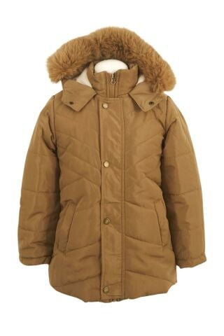 Mutlu Kids Kürk Astarlı Kapüşonlu Kız Çocuk Mont Kaban Vizon - 9 Yaş