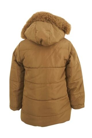 Mutlu Kids Kürk Astarlı Kapüşonlu Kız Çocuk Mont Kaban Vizon - 9 Yaş