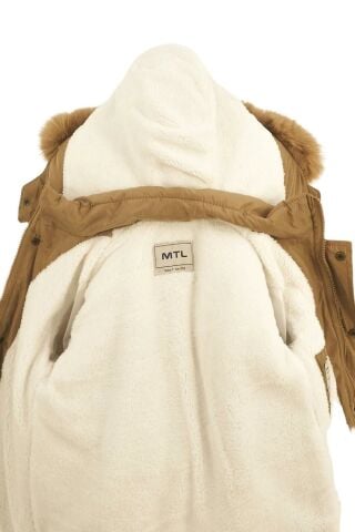 Mutlu Kids Kürk Astarlı Kapüşonlu Kız Çocuk Mont Kaban Vizon - 9 Yaş