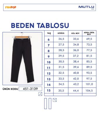 Mutlu Kids Cepli Kız Çocuk Okul Pantolonu Siyah - 14 Yaş