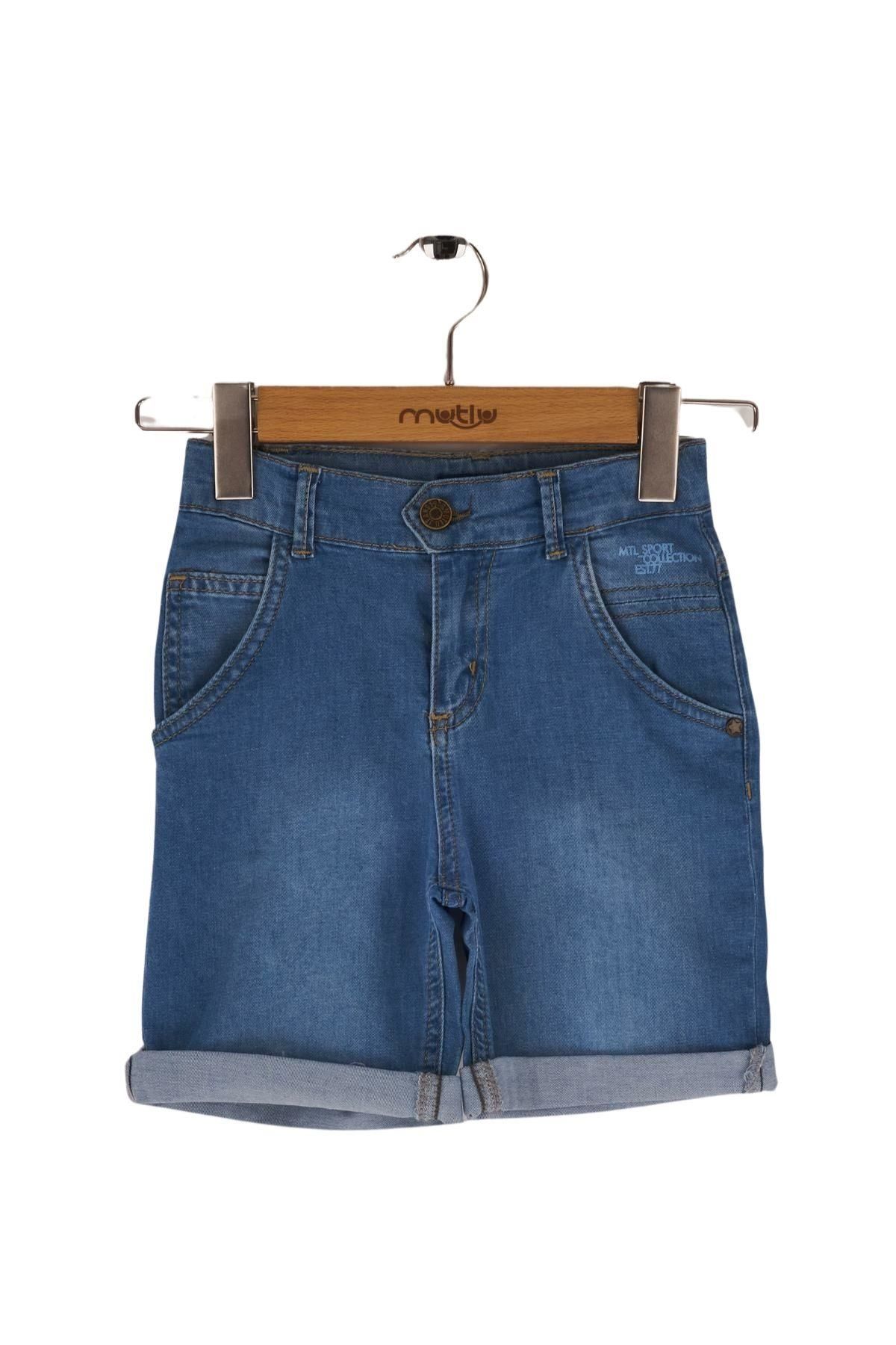 Mutlu Kids Erkek Çocuk Kot Şort ORTA MAVİ - 9 Yaş