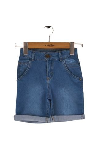 Mutlu Kids Erkek Çocuk Kot Şort ORTA MAVİ - 9 Yaş
