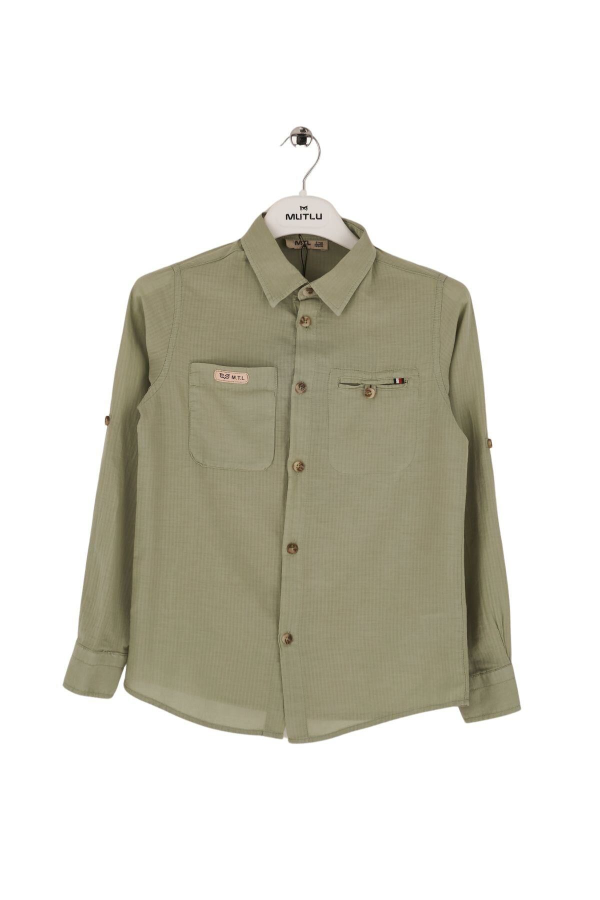 Mutlu Kids Düz Renk Uzun Kollu Erkek Çocuk Gömlek ÇAĞLA - 9 Yaş