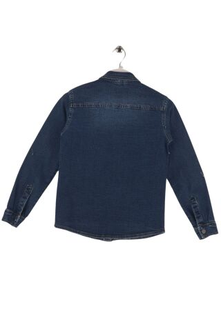 Mutlu Kids Uzun Kollu Erkek Çocuk Jean Gömlek Ceket ORTA MAVİ - 7 Yaş