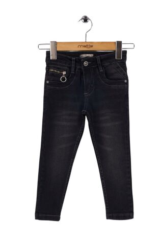 Mutlu Kids Cep Fermuarlı Kız Kot Pantolon Siyah - 7 Yaş