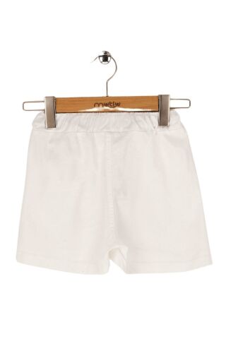 Mutlu Kids Fiyonk Detaylı Kız Çocuk Bebek Gabardin Şort Etek Beyaz - 5 Yaş