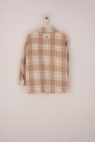 Mutlu Kids İçi Kürk Astarlı Kalın Ekose Kız Çocuk Gömlek Bej - 9 Yaş