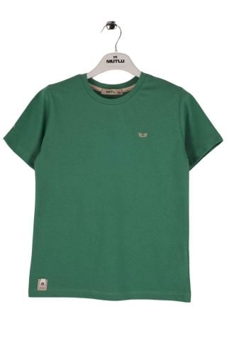Mutlu Kids Bisiklet Yaka Kısa Kollu Erkek Çocuk Tişört SU YEŞİLİ - 9 Yaş