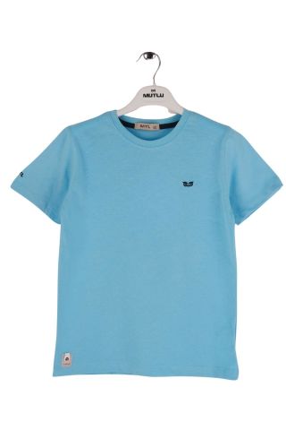 Mutlu Kids Bisiklet Yaka Kısa Kollu Erkek Çocuk Tişört SU YEŞİLİ - 9 Yaş