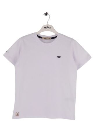 Mutlu Kids Bisiklet Yaka Kısa Kollu Erkek Çocuk Tişört Beyaz - 10 Yaş