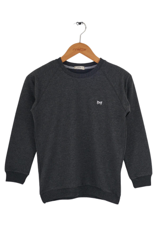 Mutlu Kids Bisiklet Yaka Erkek Çocuk Sweatshirt Antrasit - 8 Yaş