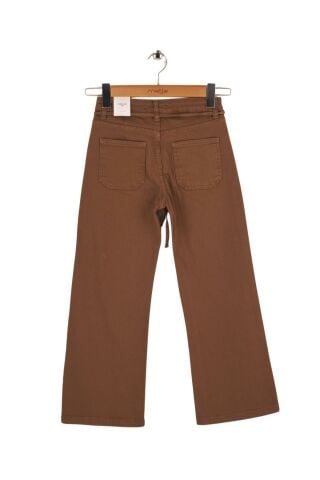 Mutlu Kids Kız Çocuk Wide Leg Kot Pantolon KAHVE - 9 Yaş