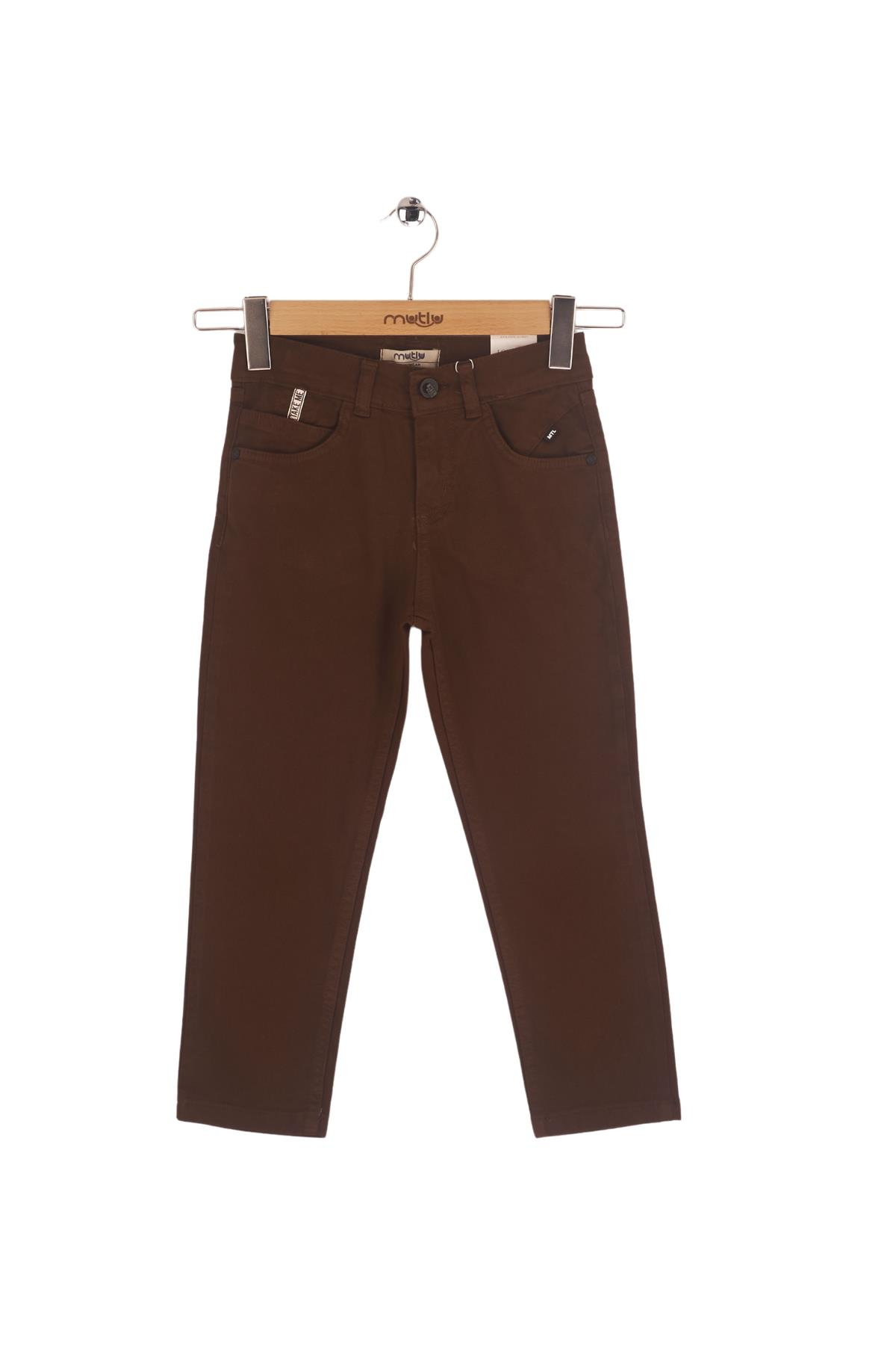 Mutlu Kids Erkek Çocuk Gabardin Pantolon KAHVE - 9 Yaş