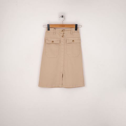 Mutlu Kids Önden Yırtrmaçlı ve Cepli Kız Çocuk Gabardin Etek TAŞ - 13 Yaş