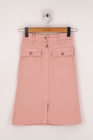 Mutlu Kids Önden Yırtrmaçlı ve Cepli Kız Çocuk Gabardin Etek TAŞ - 13 Yaş