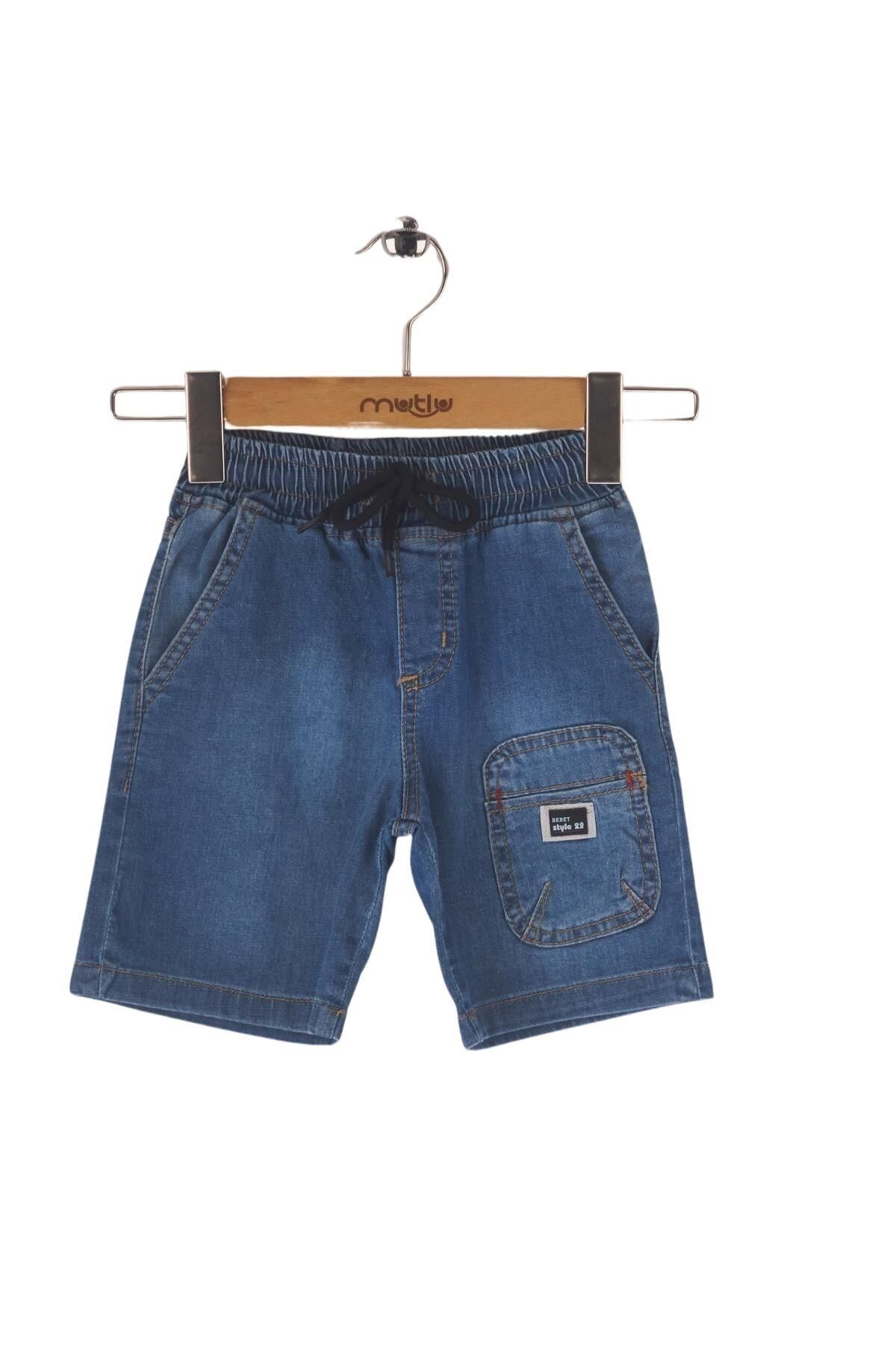 Mutlu Kids Erkek Çocuk Kot Kapri Şort ORTA MAVİ - 5 Yaş