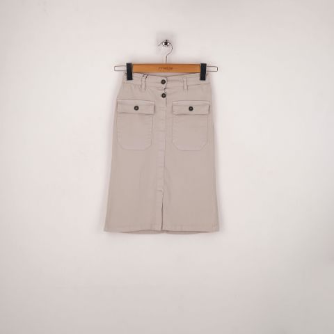 Mutlu Kids Önden Yırtrmaçlı ve Cepli Kız Çocuk Gabardin Etek TAŞ - 13 Yaş