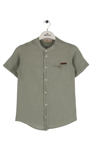 Mutlu Kids Hakim Yaka Kısa Kollu Erkek Çocuk Gömlek Bej - 10 Yaş