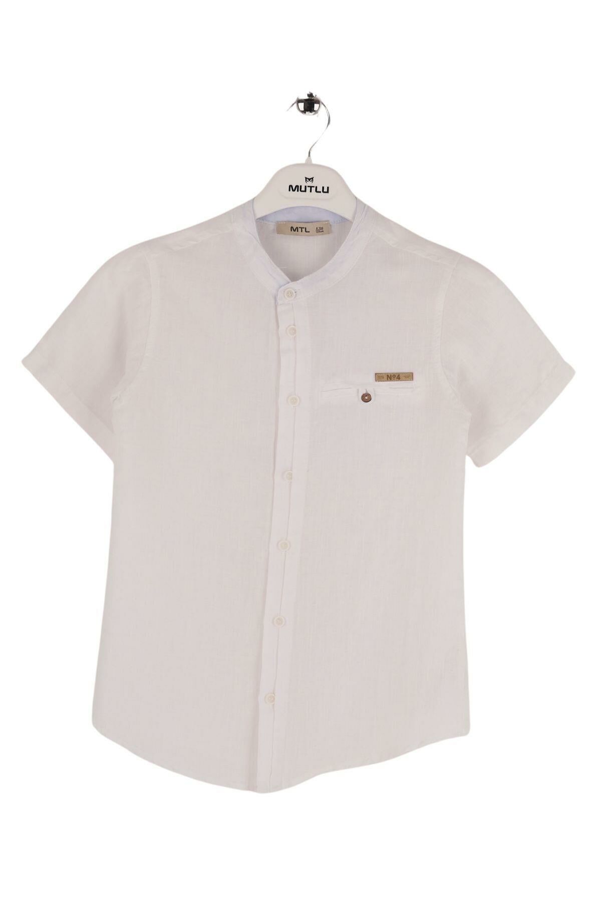 Mutlu Kids Hakim Yaka Kısa Kollu Erkek Çocuk Gömlek Beyaz - 9 Yaş