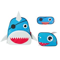 Köpek Balığı Çanta Seti (sırt Çanta-beslenme Çantası-kalemlik)