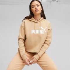 Puma ESS Cropped Logo Hoodie FL Kadın Sweatshirt Sand Dune