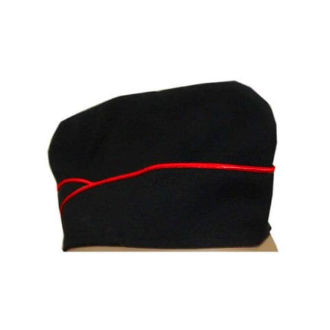 Mercek İş Elbiseleri Siyah Kırmızı Biyeli Aşçı Şapkası